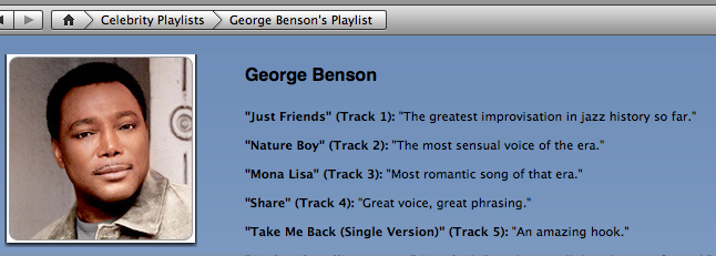 iTunes celebrity playlist by George Benson